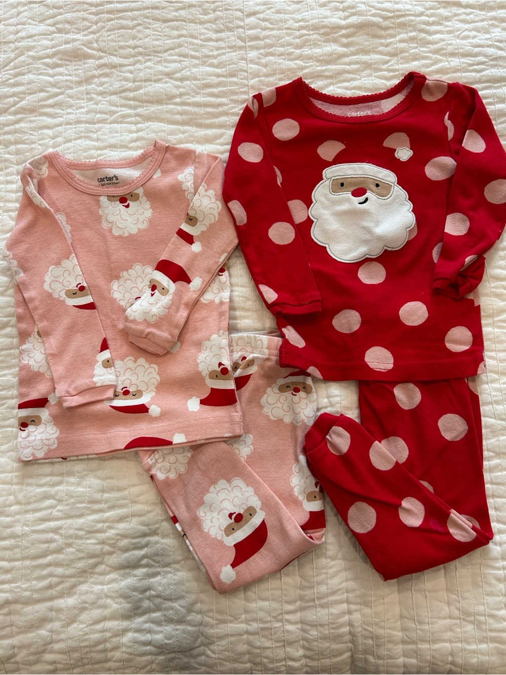 Carter’s Baby Girl 2 pc Cotton Santa Pajamas - Set of 2 Size 18M
